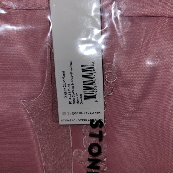 Stoney Clover Lane Mauve Embroidered Large Pouch Homecoming Varsity NWT - Picture 4 of 6